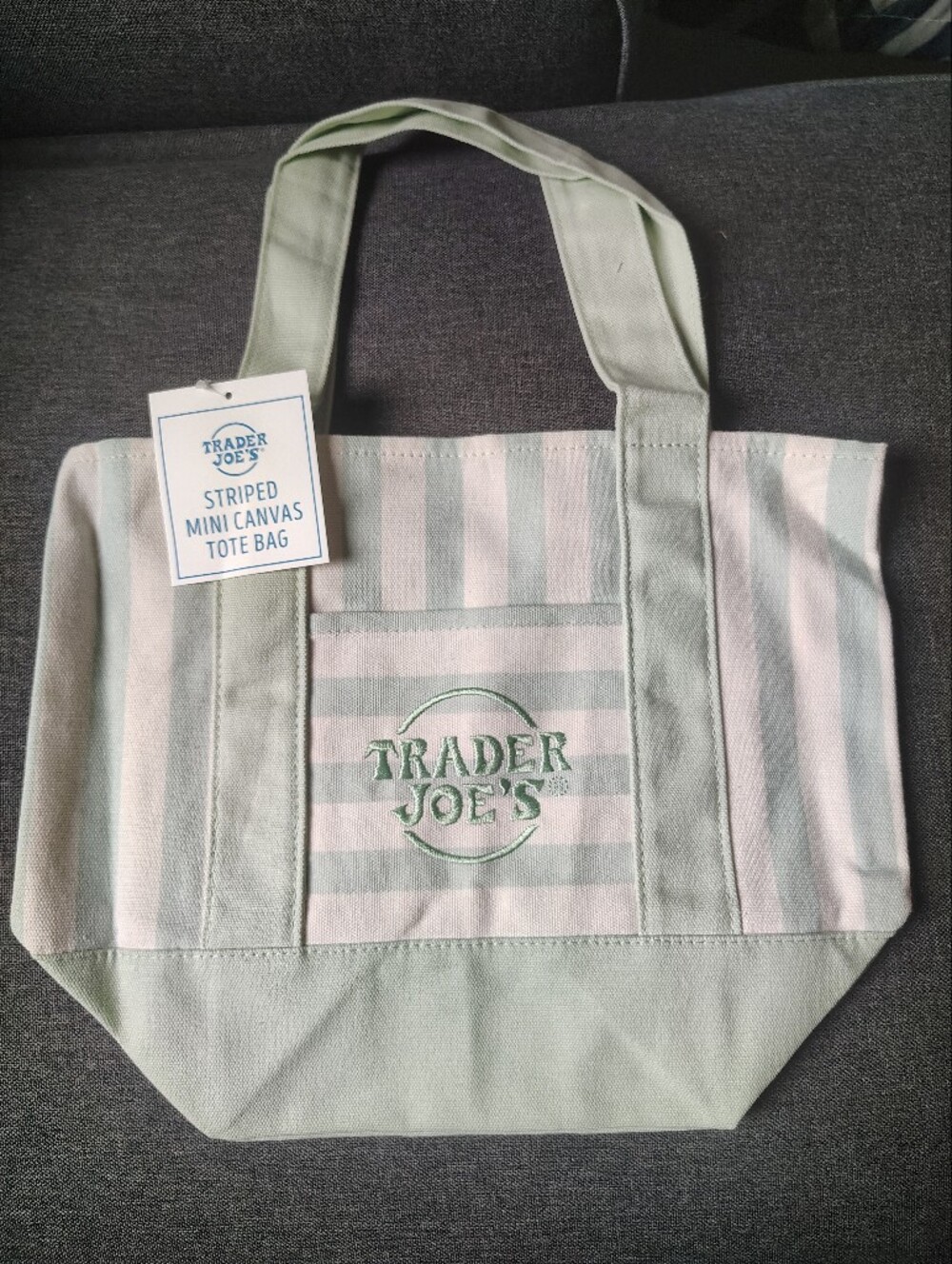 Trader Joe's Mini Striped Tote Bag - Light Green